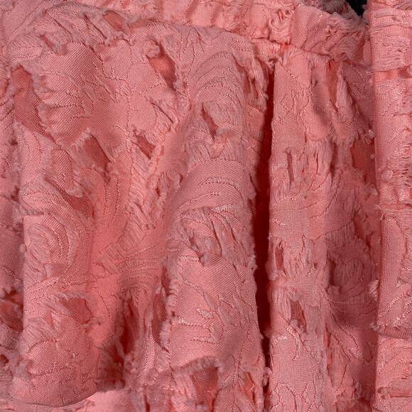 Lauren Conrad Womens Blouse Peach Coral One Shoulder Ruffle Fringe Stretch L - Picture 14 of 15